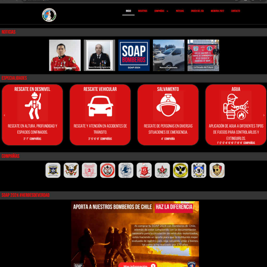 pagina web urgente Captura Bomberos Maipú